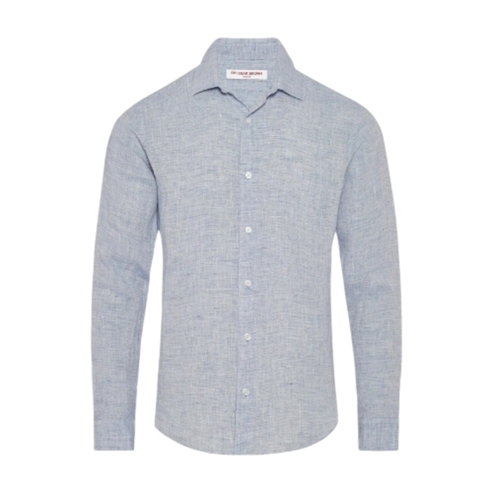 Orlebar Brown Giles Linen Navy/White  Shirt S NWT